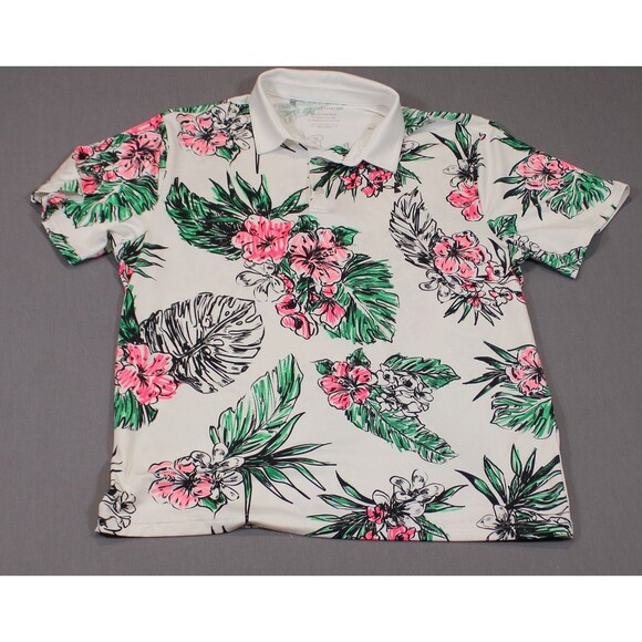 Under Armour Other - Under Armor The Playoff Polo Shirt Mens 2XL White Floral Golf Stretch Poly Blend